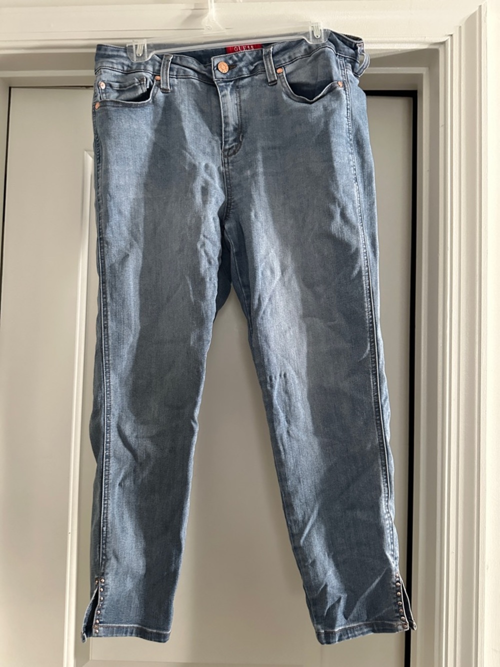 Guess Women's Light Blue Stretch Denim Jeggings with Ankle Zippers